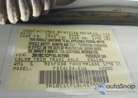 2011 Nissan Versa 1.8S from USA, damaged, VIN 3N1BC1CP1BL457990